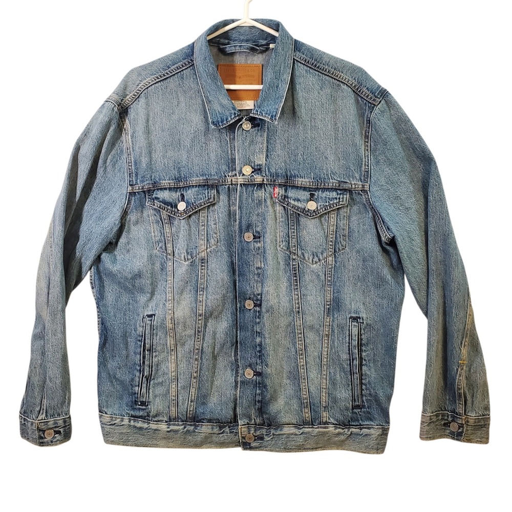 Levi's Premium Modern Big E Denim Jean Trucker Jacket XL Blue Light Wash